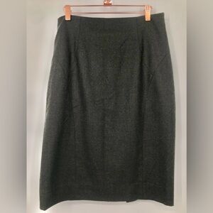 Escada Wool Dark Gray Skirt w Double Slits